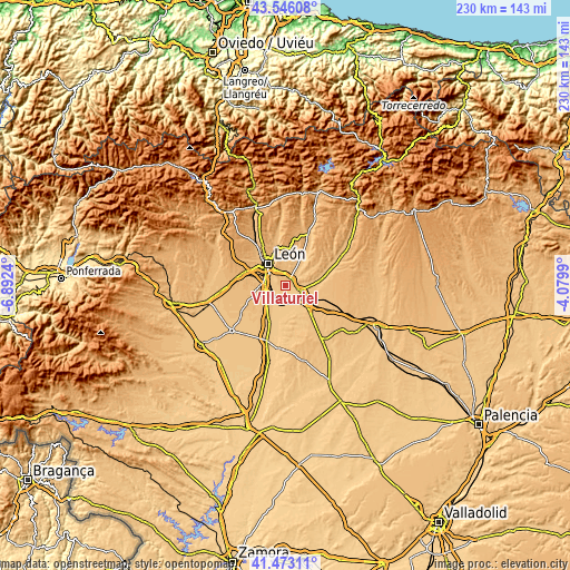 Topographic map of Villaturiel