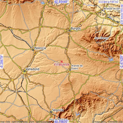 Topographic map of Villatuelda