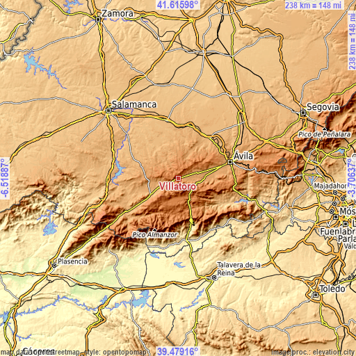 Topographic map of Villatoro