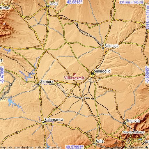 Topographic map of Villasexmir