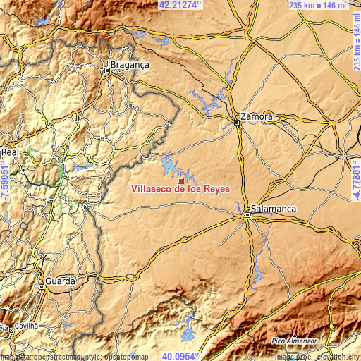 Topographic map of Villaseco de los Reyes