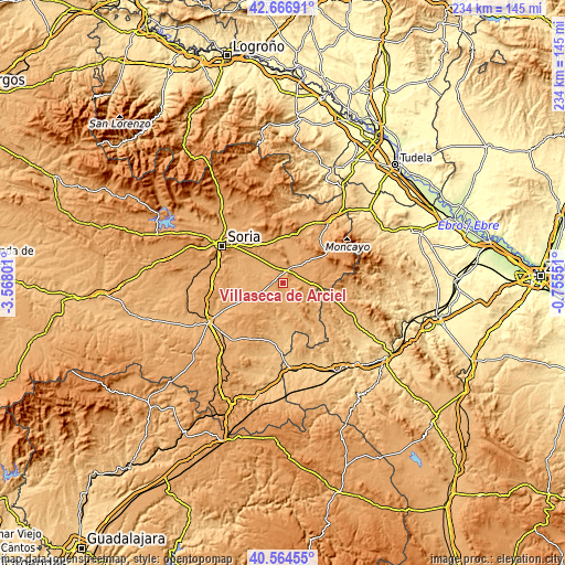 Topographic map of Villaseca de Arciel