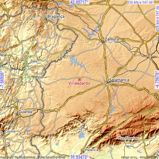 Topographic map of Villasdardo