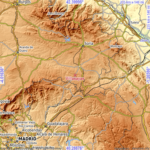 Topographic map of Villasayas