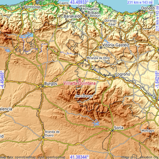 Topographic map of Villarta-Quintana