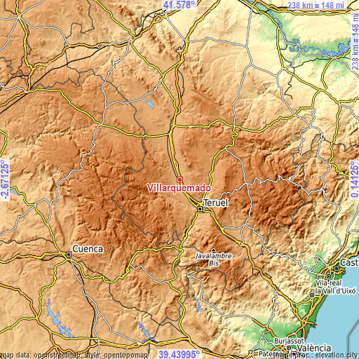 Topographic map of Villarquemado