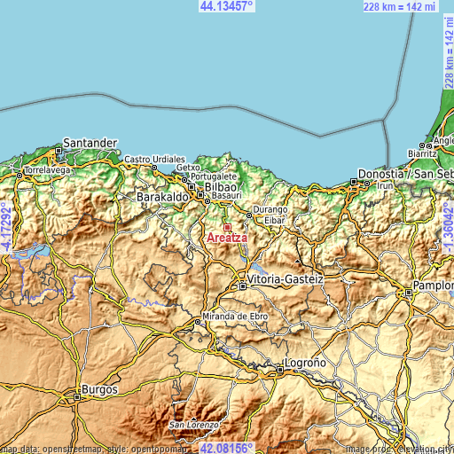 Topographic map of Areatza
