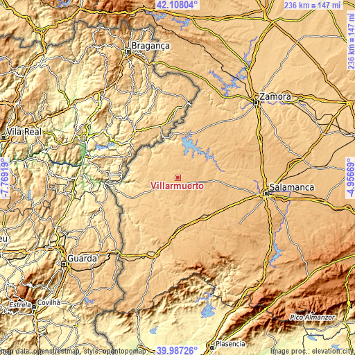 Topographic map of Villarmuerto