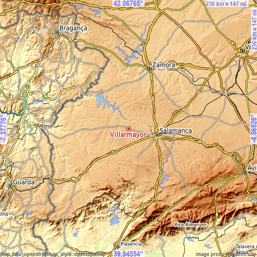 Topographic map of Villarmayor