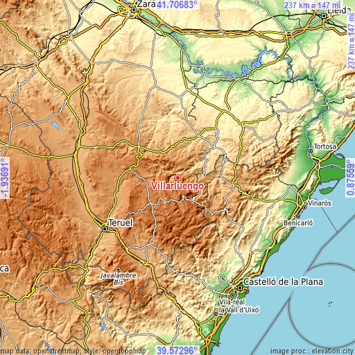 Topographic map of Villarluengo