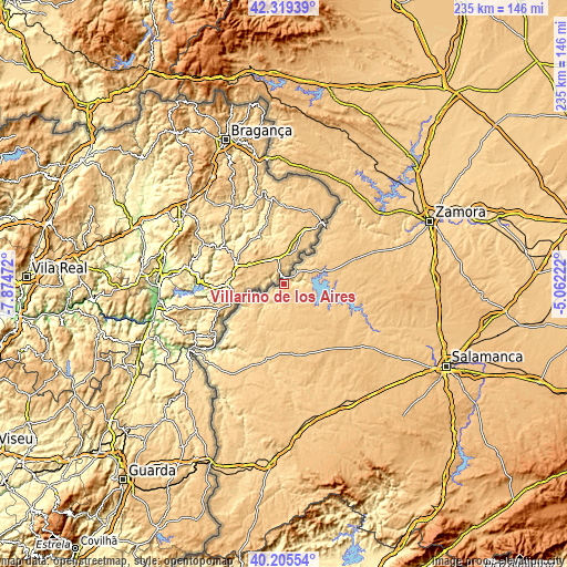 Topographic map of Villarino de los Aires