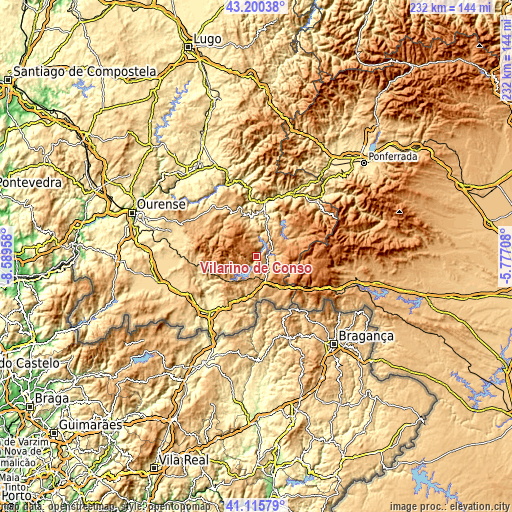 Topographic map of Vilariño de Conso