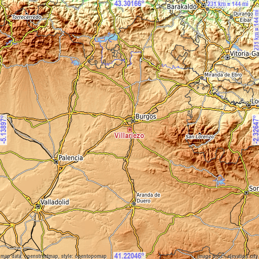 Topographic map of Villariezo