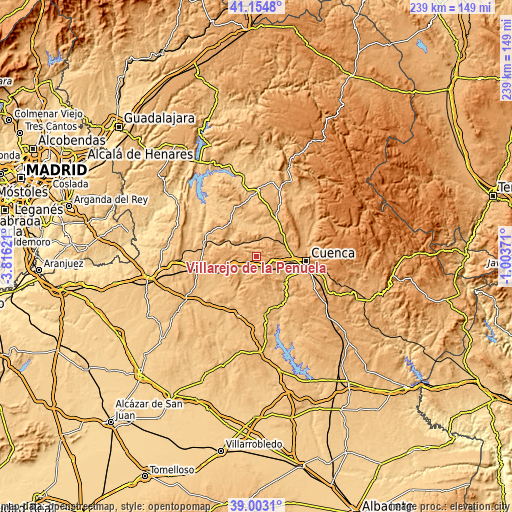 Topographic map of Villarejo de la Peñuela