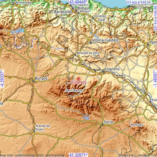 Topographic map of Villarejo