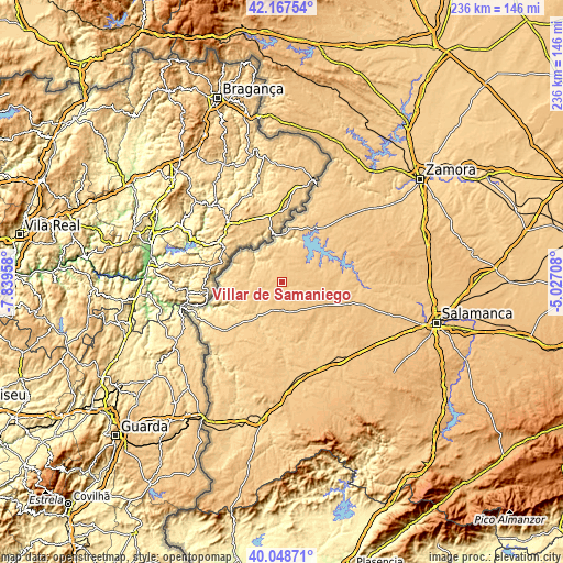 Topographic map of Villar de Samaniego