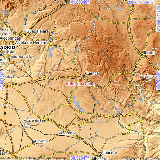 Topographic map of Villar de Olalla