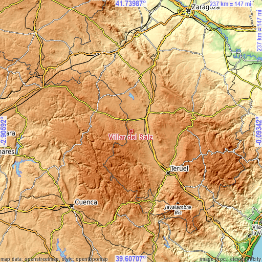 Topographic map of Villar del Salz