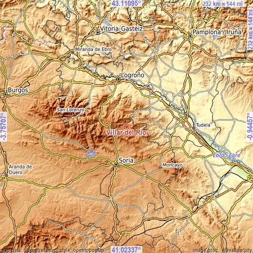 Topographic map of Villar del Río