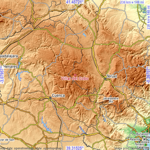 Topographic map of Villar del Cobo