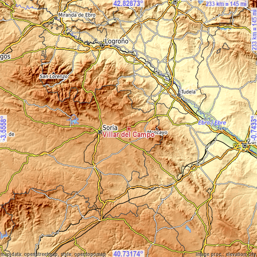 Topographic map of Villar del Campo