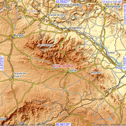 Topographic map of Villar del Ala