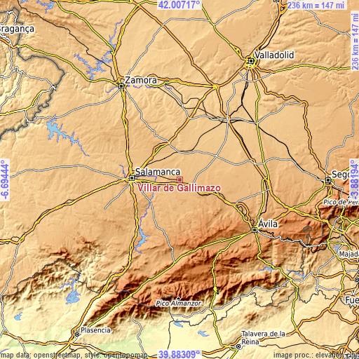 Topographic map of Villar de Gallimazo