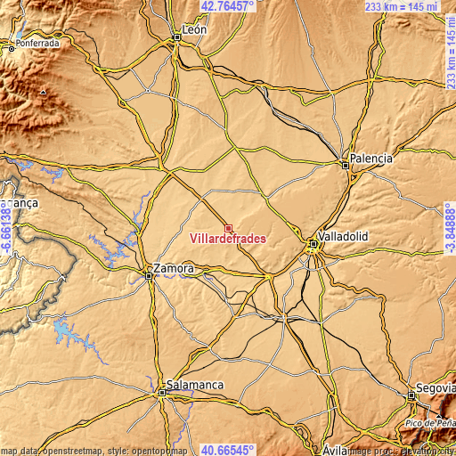 Topographic map of Villardefrades