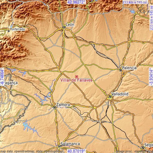 Topographic map of Villar de Fallaves