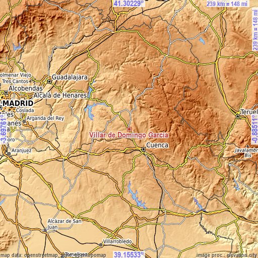 Topographic map of Villar de Domingo García