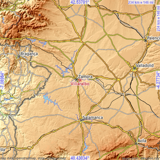 Topographic map of Villaralbo