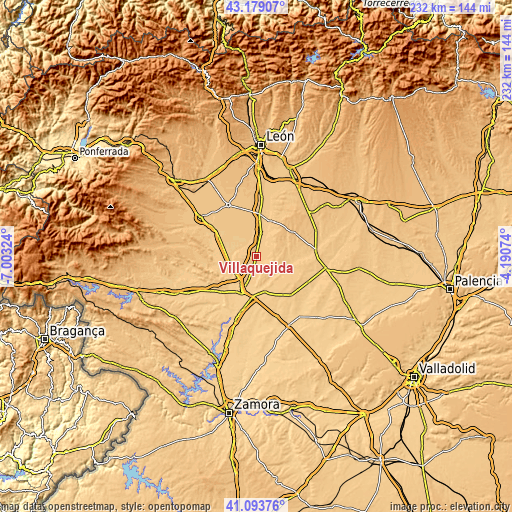 Topographic map of Villaquejida