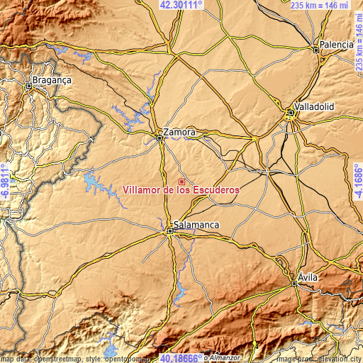 Topographic map of Villamor de los Escuderos