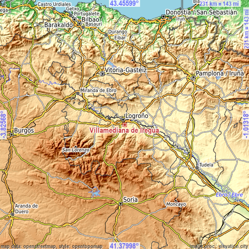 Topographic map of Villamediana de Iregua