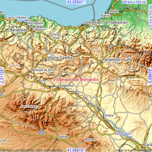 Topographic map of Villamayor de Monjardín