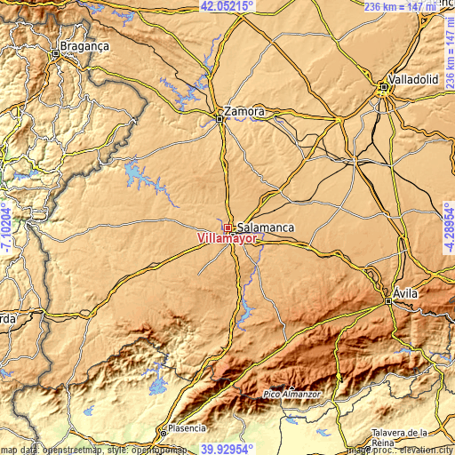 Topographic map of Villamayor