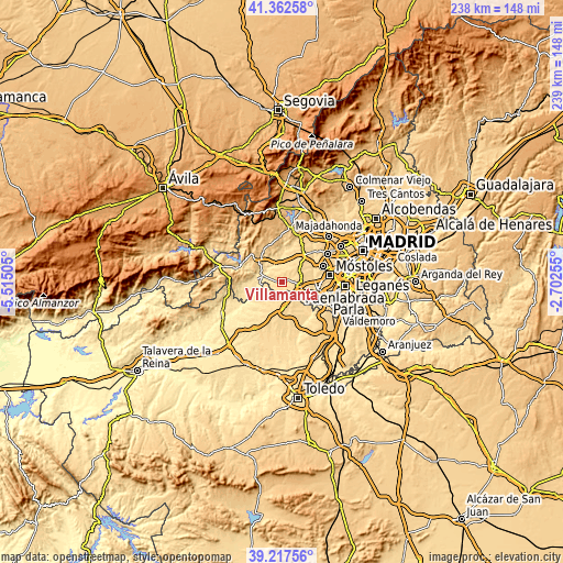 Topographic map of Villamanta