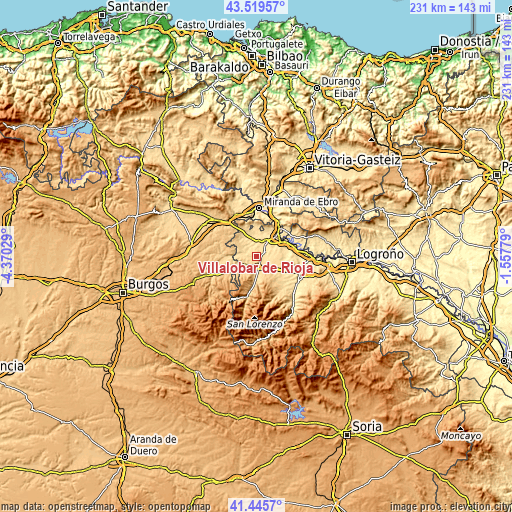 Topographic map of Villalobar de Rioja