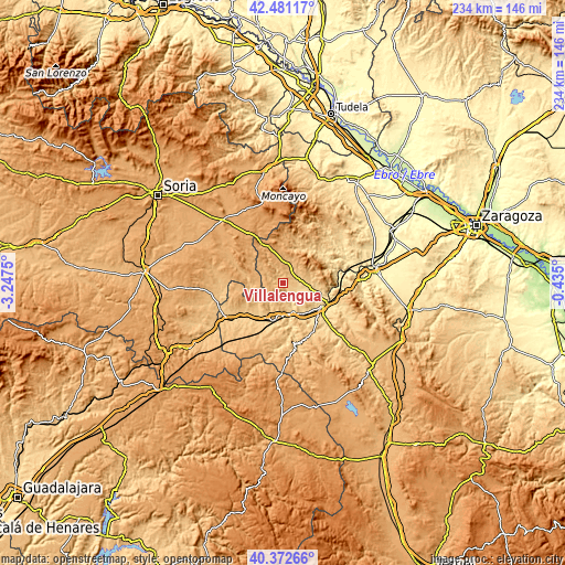 Topographic map of Villalengua