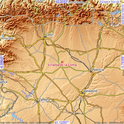 Topographic map of Villalba de la Loma