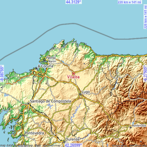 Topographic map of Vilalba