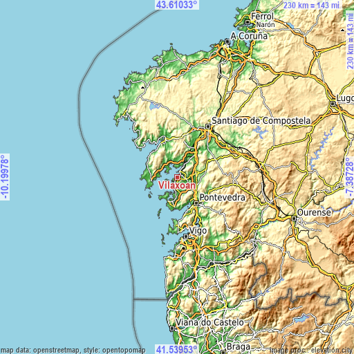 Topographic map of Vilaxoán