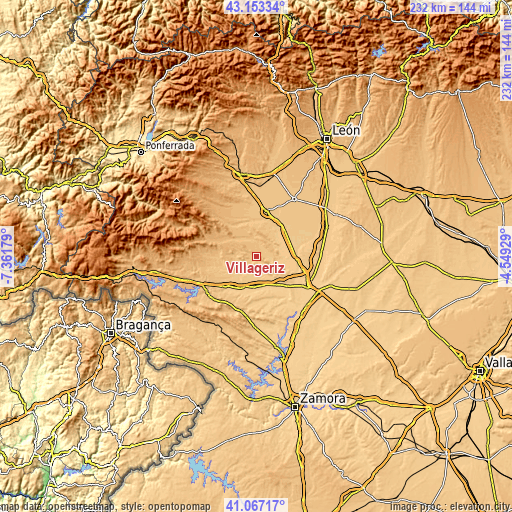 Topographic map of Villageriz