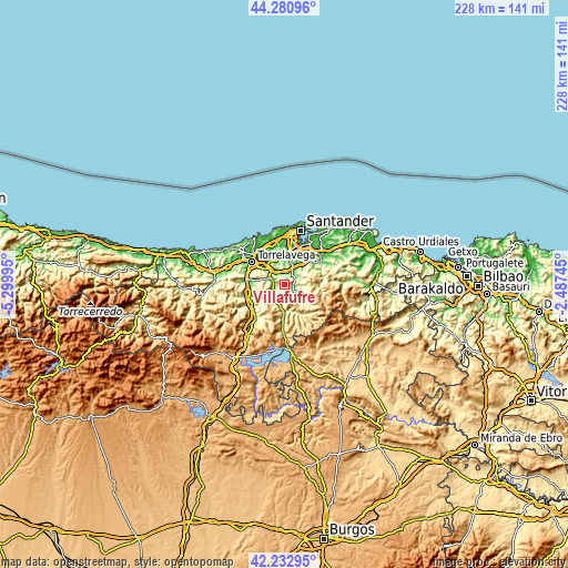 Topographic map of Villafufre