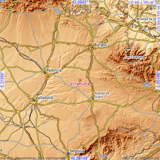 Topographic map of Villafruela