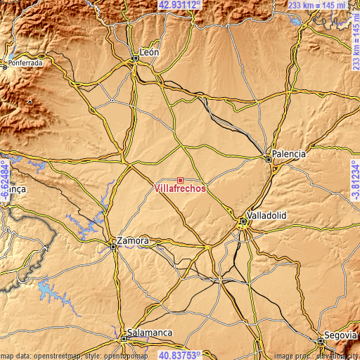 Topographic map of Villafrechós