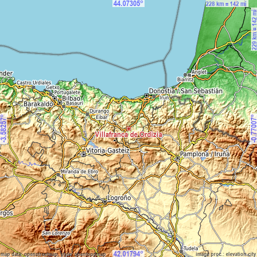 Topographic map of Ordizia