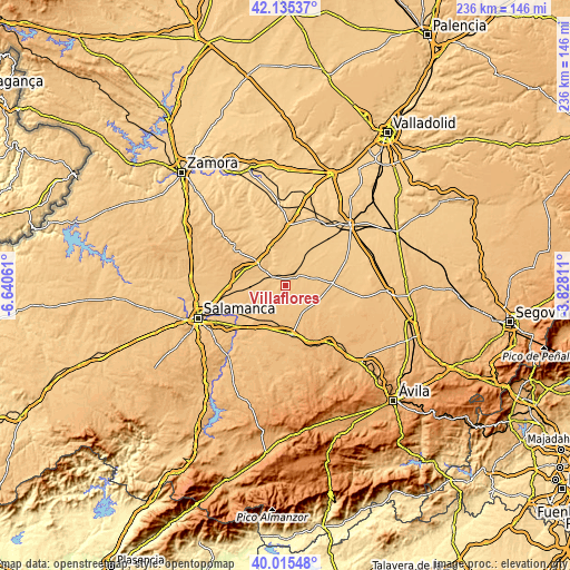 Topographic map of Villaflores