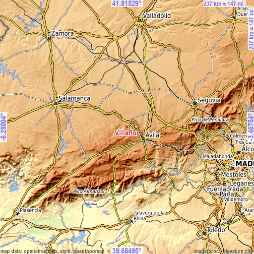 Topographic map of Villaflor