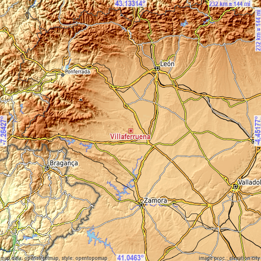 Topographic map of Villaferrueña